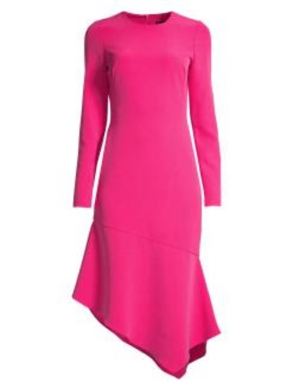 Black Halo Maddox Hot Pink Long-Sleeve Asymmetric Hem Dress